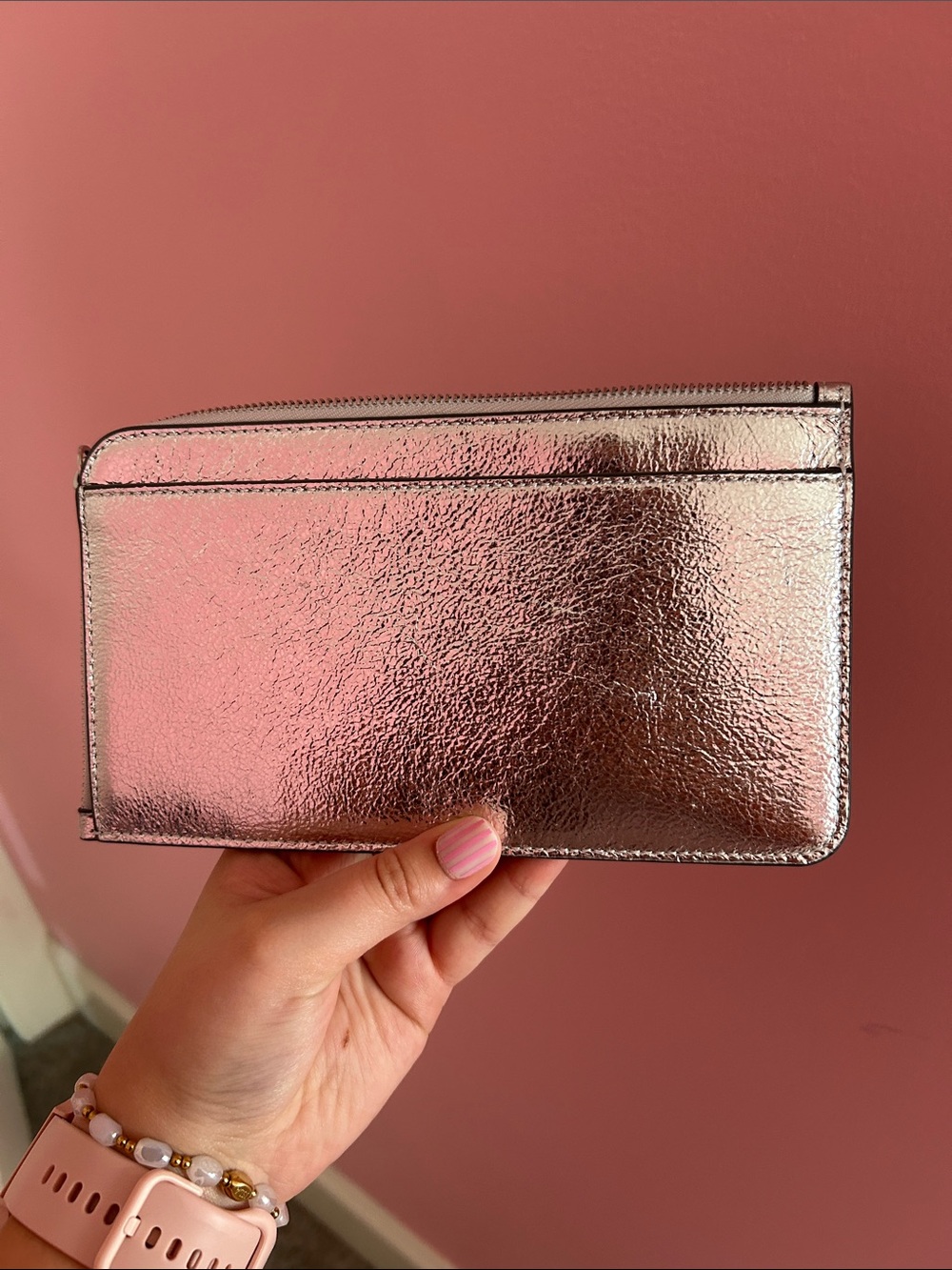 kate spade Metallic Rose Pink Wristlet Clutch - Picture 2 of 3